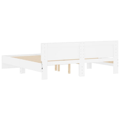 vidaXL Bed Frame with LED without Mattress White 180x200 cm Super King