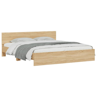 vidaXL Bed Frame with LED without Mattress Sonoma Oak 180x200 cm Super King