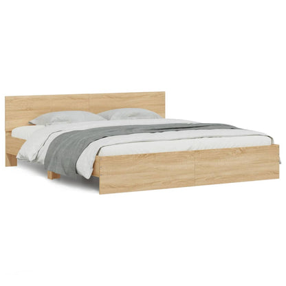 vidaXL Bed Frame with LED without Mattress Sonoma Oak 180x200 cm Super King