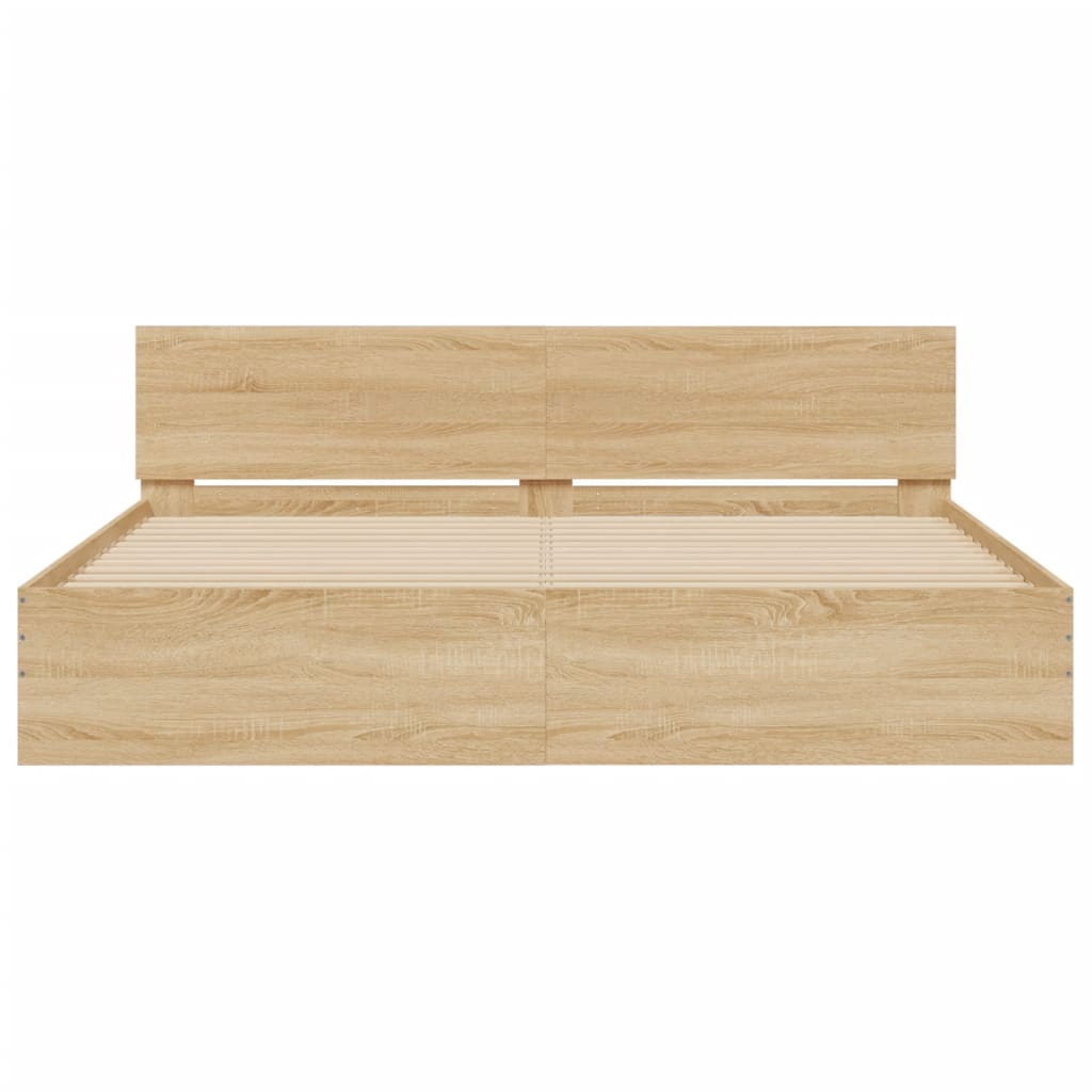 vidaXL Bed Frame with LED without Mattress Sonoma Oak 180x200 cm Super King