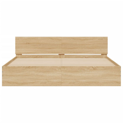 vidaXL Bed Frame with LED without Mattress Sonoma Oak 180x200 cm Super King