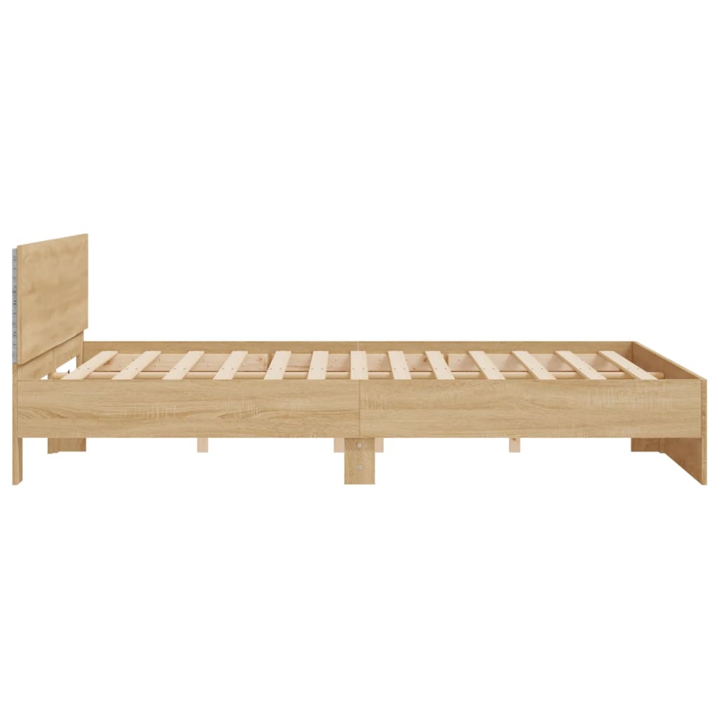 vidaXL Bed Frame with LED without Mattress Sonoma Oak 180x200 cm Super King