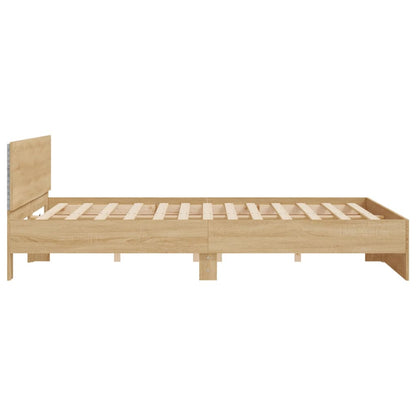 vidaXL Bed Frame with LED without Mattress Sonoma Oak 180x200 cm Super King