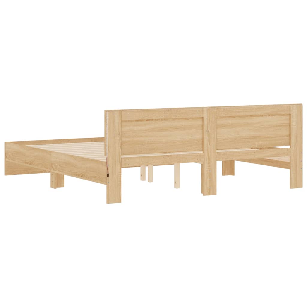 vidaXL Bed Frame with LED without Mattress Sonoma Oak 180x200 cm Super King