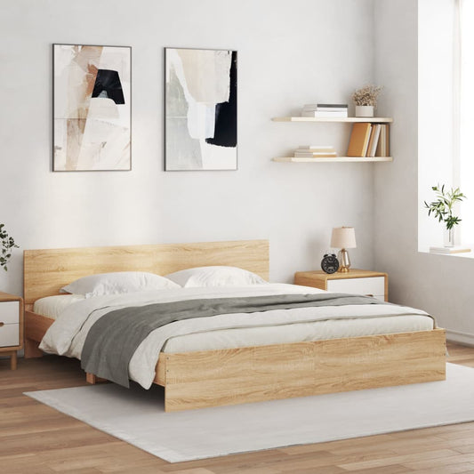 vidaXL Bed Frame | Sonoma oak | Engineered wood | Super King | Bed Frame