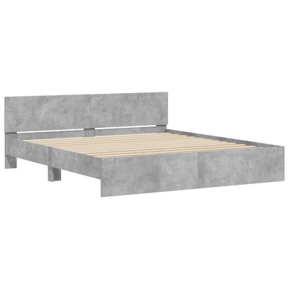vidaXL Bed Frame with LED without Mattress Concrete Grey 180x200 cm Super King