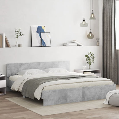 vidaXL Bed Frame with LED without Mattress Concrete Grey 180x200 cm Super King