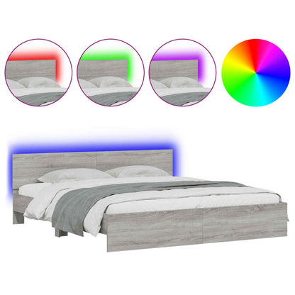 vidaXL Bed Frame | Grey Sonoma | Engineered wood, Plywood | Super King