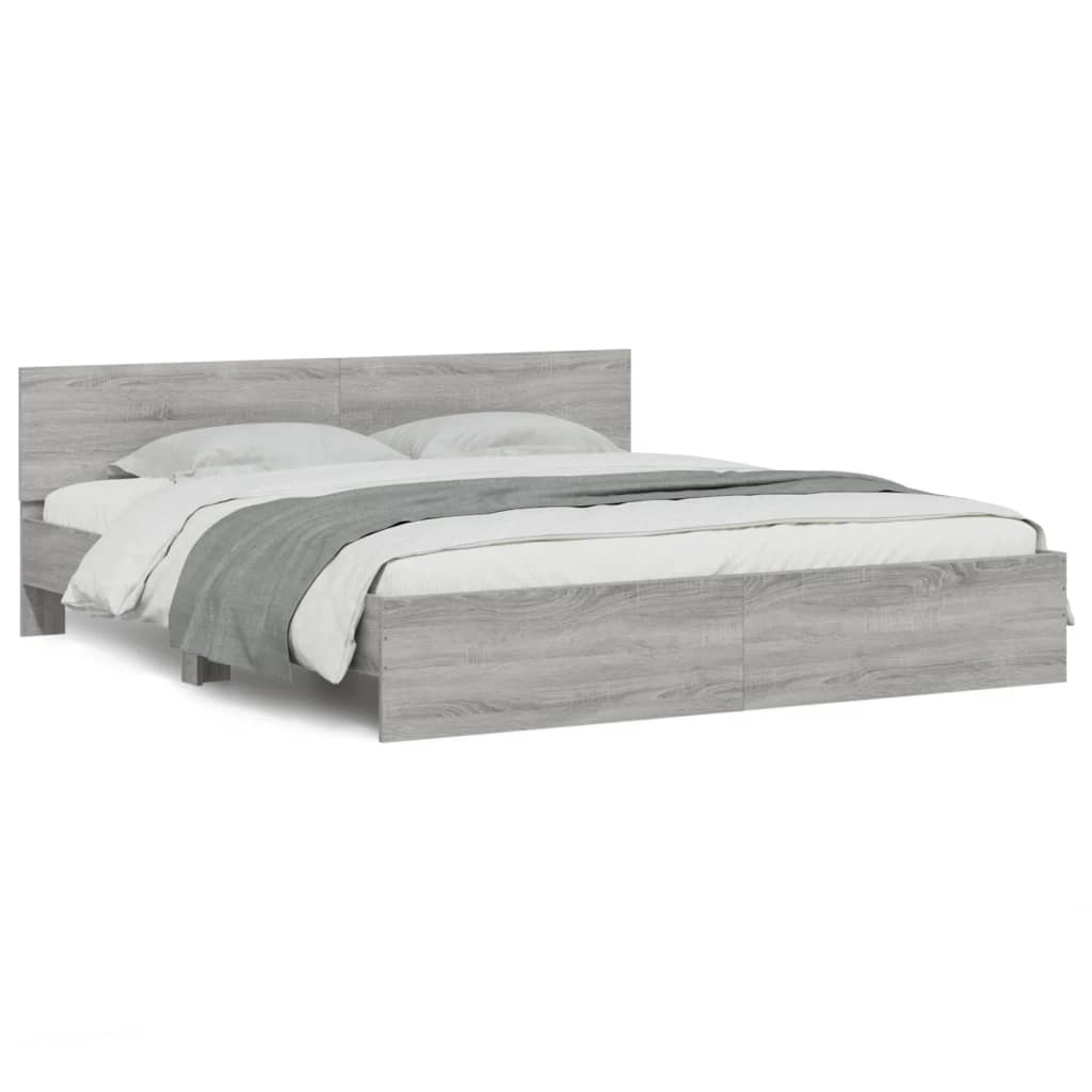 vidaXL Bed Frame | Grey Sonoma | Engineered wood, Plywood | Super King