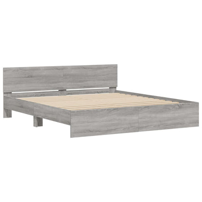 vidaXL Bed Frame | Grey Sonoma | Engineered wood, Plywood | Super King