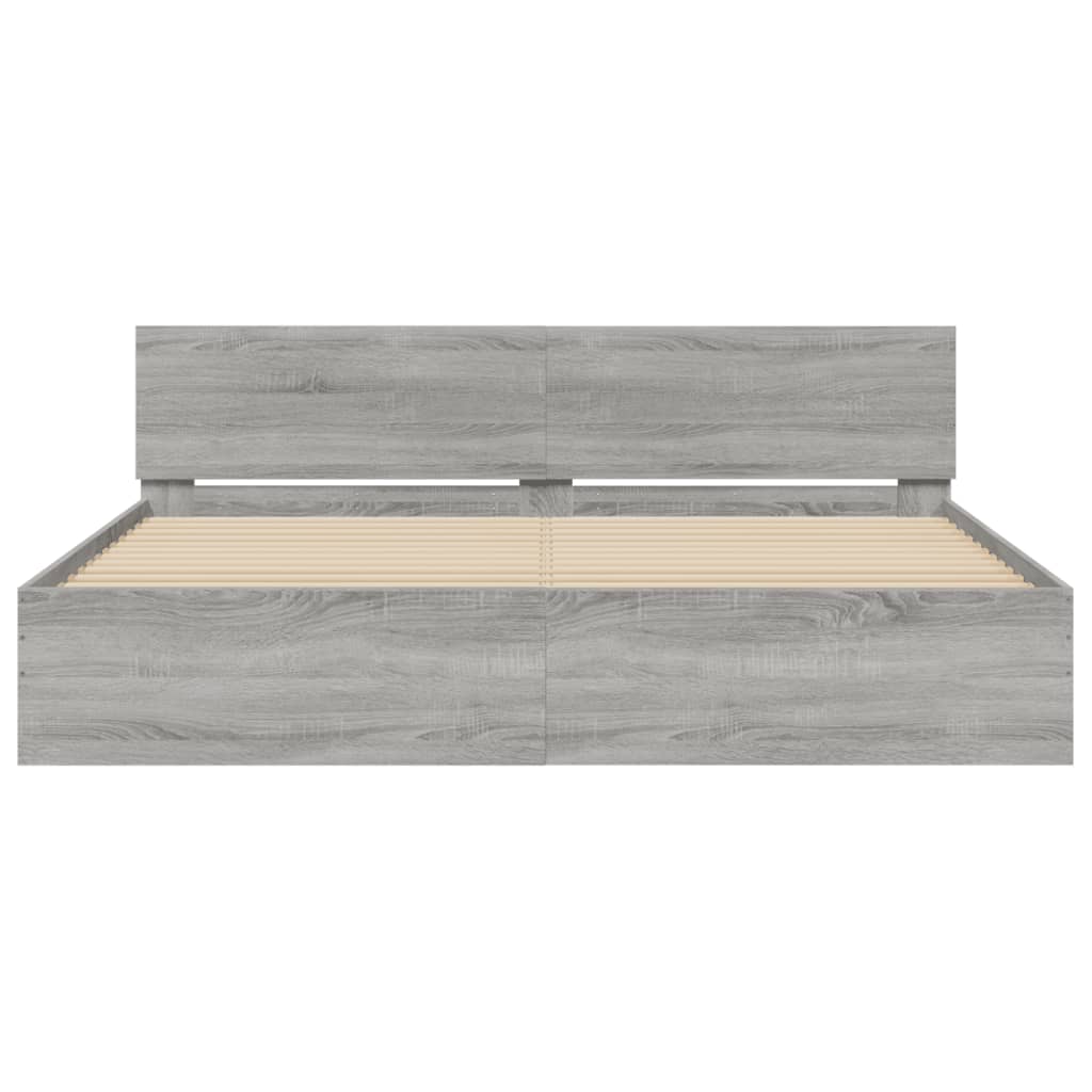 vidaXL Bed Frame | Grey Sonoma | Engineered wood, Plywood | Super King