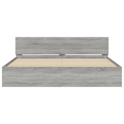 vidaXL Bed Frame | Grey Sonoma | Engineered wood, Plywood | Super King