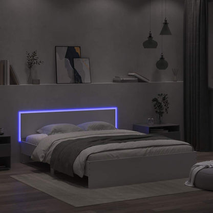 vidaXL Bed Frame with LED without Mattress White 160x200 cm