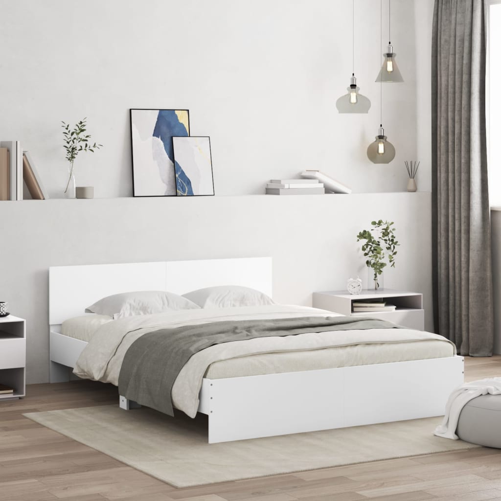 vidaXL Bed Frame | White | Engineered wood | Double | Bed Frame | Rectangular