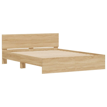 vidaXL Bed Frame with LED without Mattress Sonoma Oak 160x200 cm