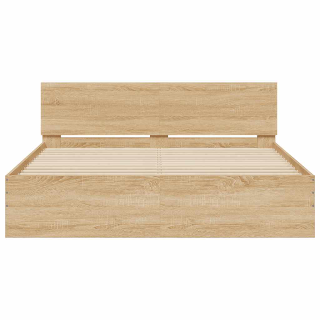 vidaXL Bed Frame with LED without Mattress Sonoma Oak 160x200 cm