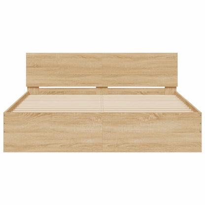 vidaXL Bed Frame with LED without Mattress Sonoma Oak 160x200 cm