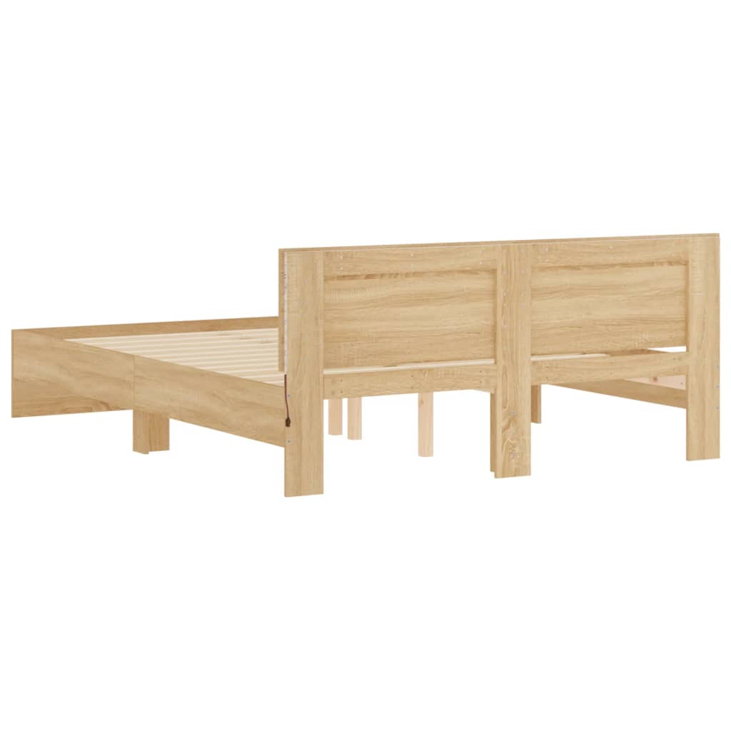 vidaXL Bed Frame with LED without Mattress Sonoma Oak 160x200 cm