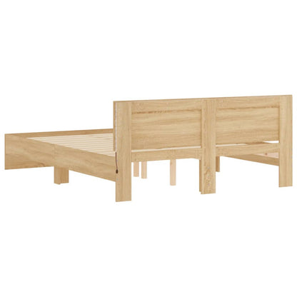 vidaXL Bed Frame with LED without Mattress Sonoma Oak 160x200 cm