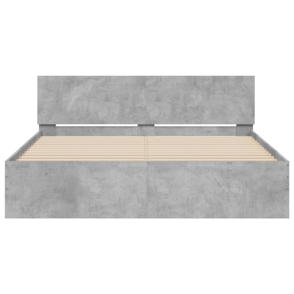 vidaXL Bed Frame with LED without Mattress Concrete Grey 160x200 cm
