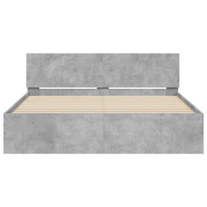 vidaXL Bed Frame with LED without Mattress Concrete Grey 160x200 cm