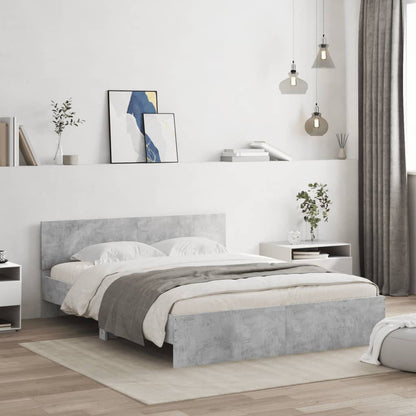 vidaXL Bed Frame with LED without Mattress Concrete Grey 160x200 cm
