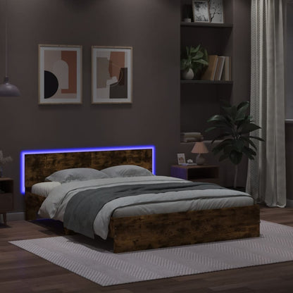 vidaXL Bed Frame | Smoked oak | Engineered wood, Plywood | 160x200 cm