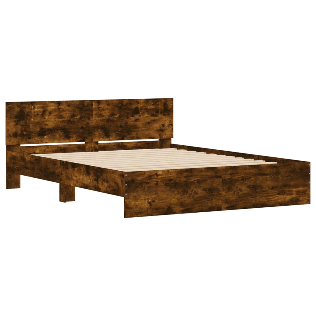 vidaXL Bed Frame | Smoked oak | Engineered wood, Plywood | 160x200 cm