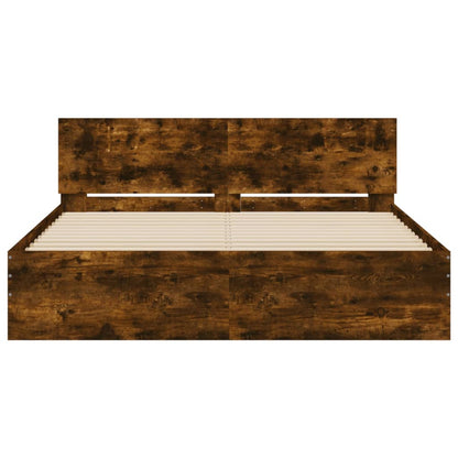 vidaXL Bed Frame | Smoked oak | Engineered wood, Plywood | 160x200 cm