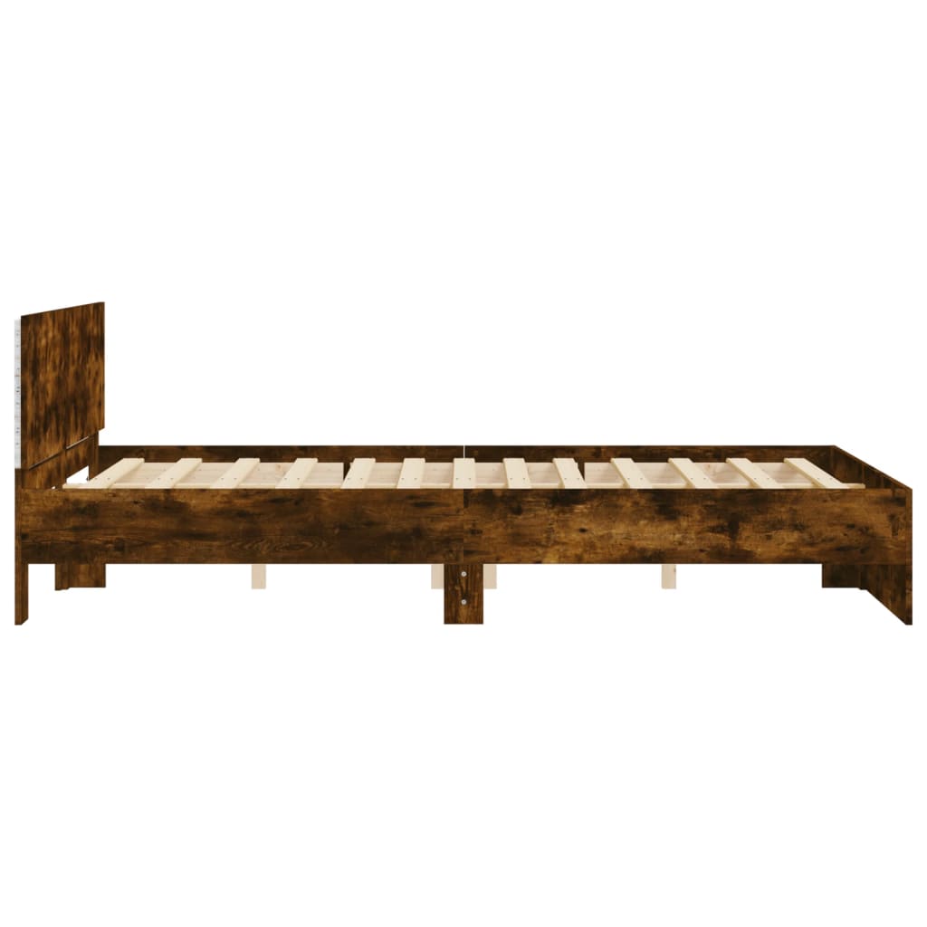 vidaXL Bed Frame | Smoked oak | Engineered wood, Plywood | 160x200 cm