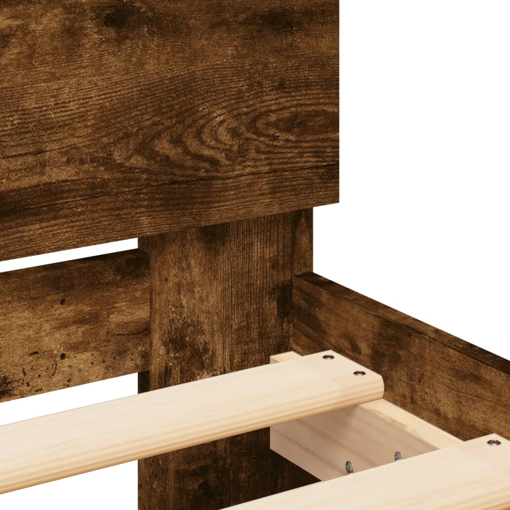 vidaXL Bed Frame with LED without Mattress Smoked Oak 160x200 cm