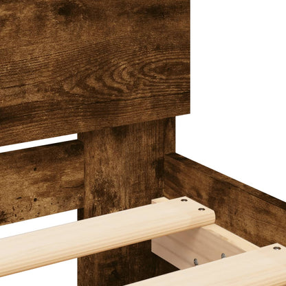 vidaXL Bed Frame with LED without Mattress Smoked Oak 160x200 cm
