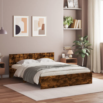 vidaXL Bed Frame | Smoked oak | Engineered wood, Plywood | 160x200 cm