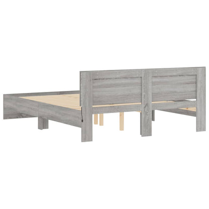 vidaXL Bed Frame with LED without Mattress Grey Sonoma 160x200 cm