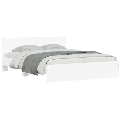 vidaXL Bed Frame | White | Engineered Wood, Plywood | King Size | Modern