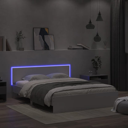 vidaXL Bed Frame | White | Engineered Wood, Plywood | King Size | Modern