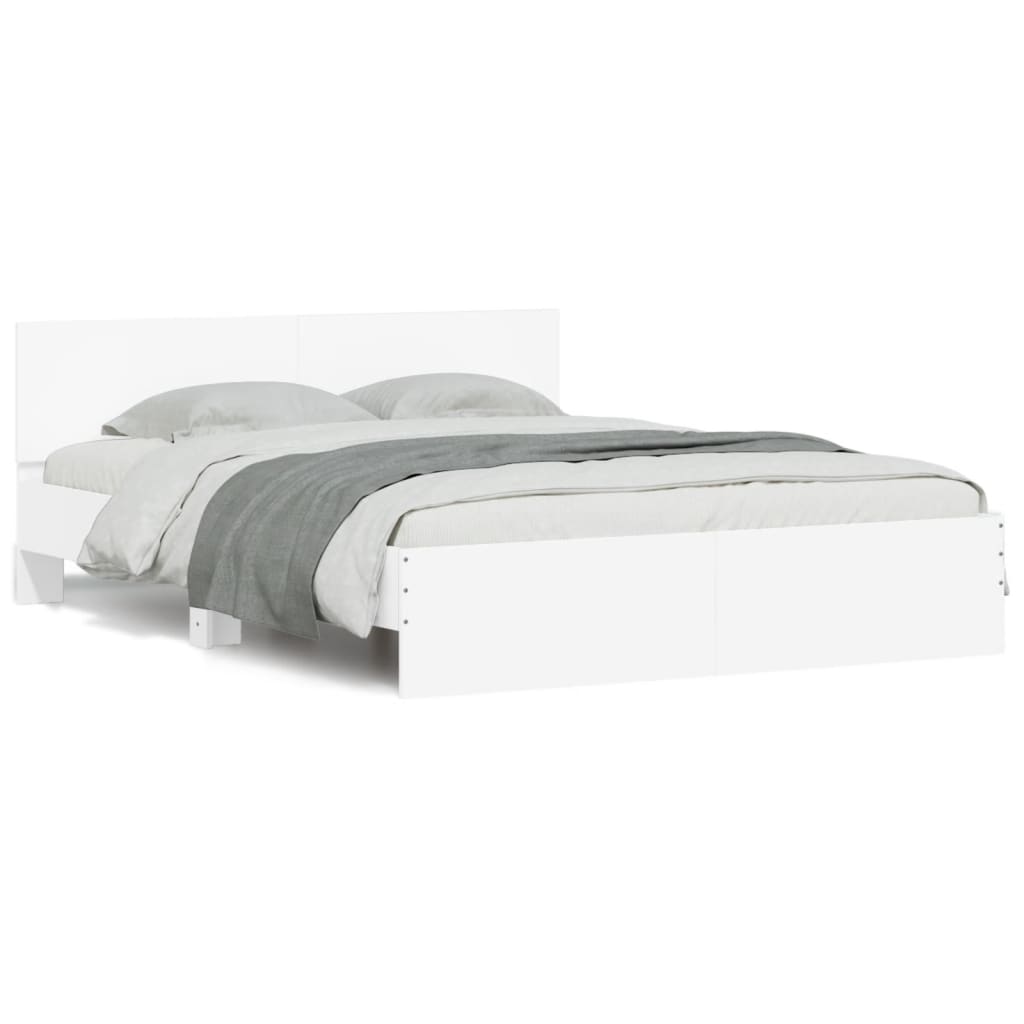 vidaXL Bed Frame | White | Engineered Wood, Plywood | King Size | Modern