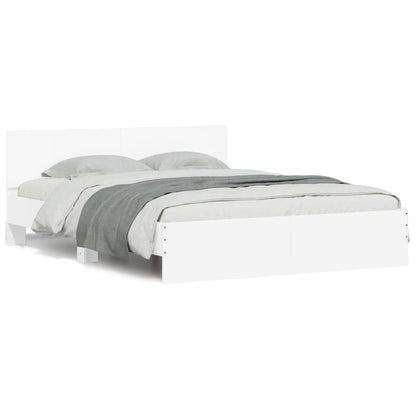 vidaXL Bed Frame | White | Engineered Wood, Plywood | King Size | Modern
