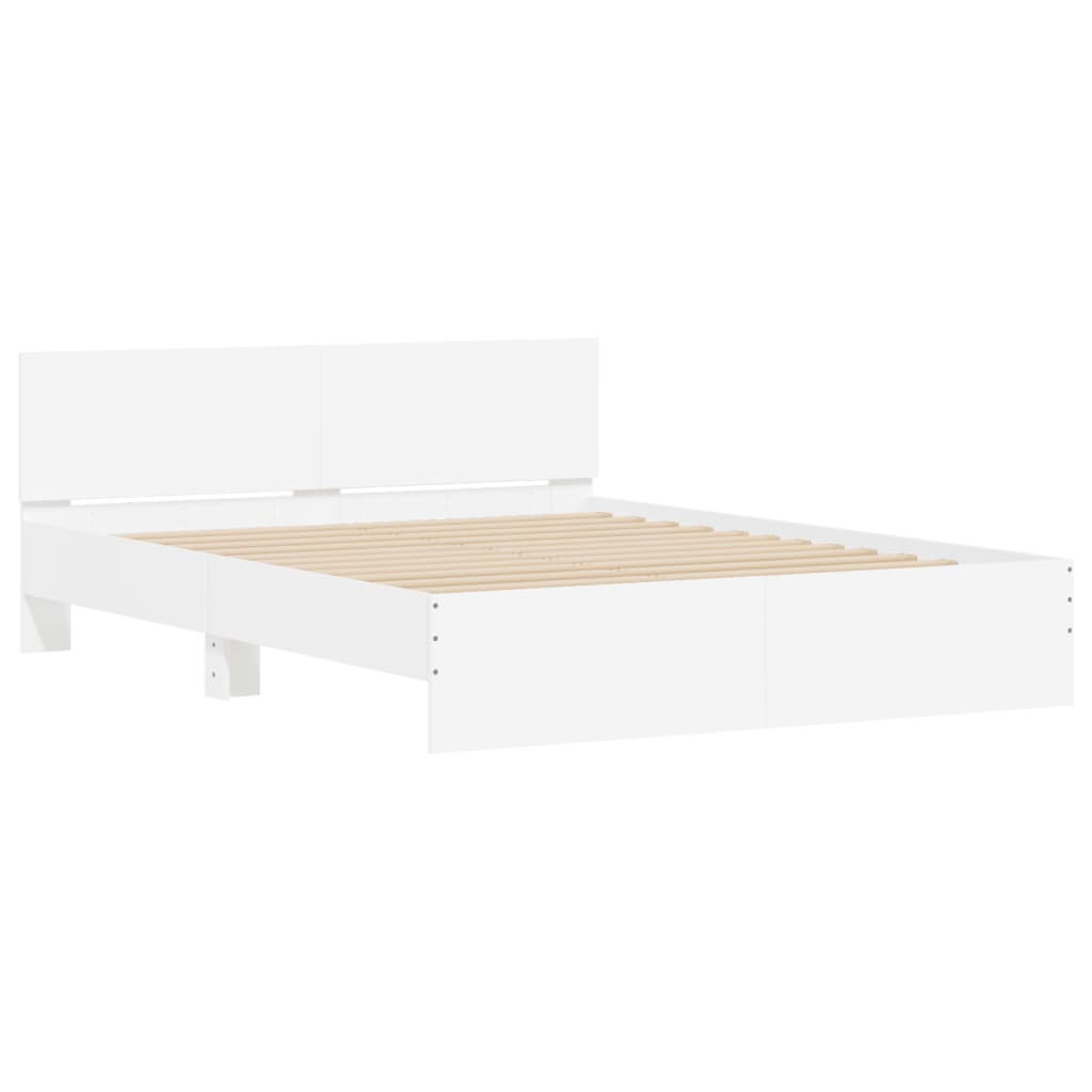 vidaXL Bed Frame | White | Engineered Wood, Plywood | King Size | Modern