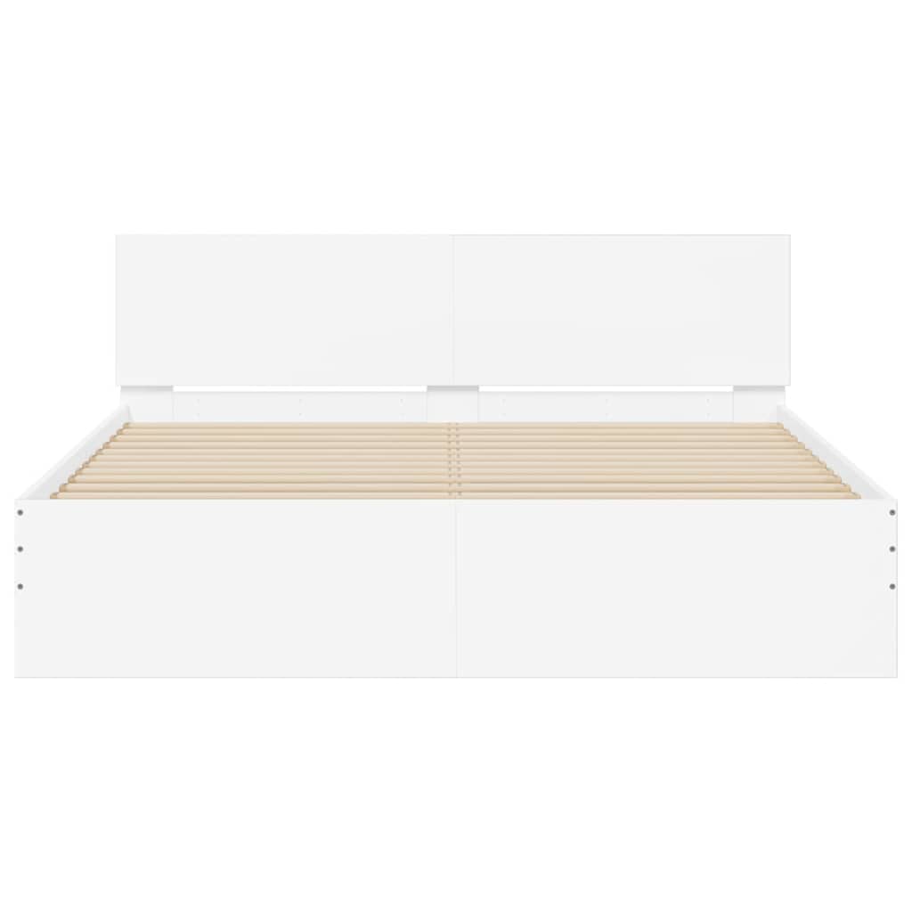 vidaXL Bed Frame with LED without Mattress White 150x200 cm