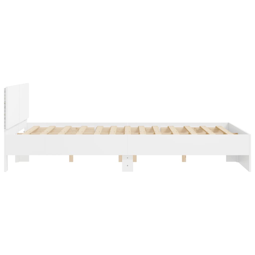 vidaXL Bed Frame | White | Engineered Wood, Plywood | King Size | Modern