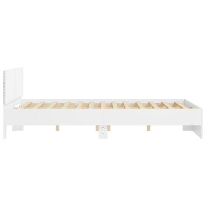 vidaXL Bed Frame | White | Engineered Wood, Plywood | King Size | Modern