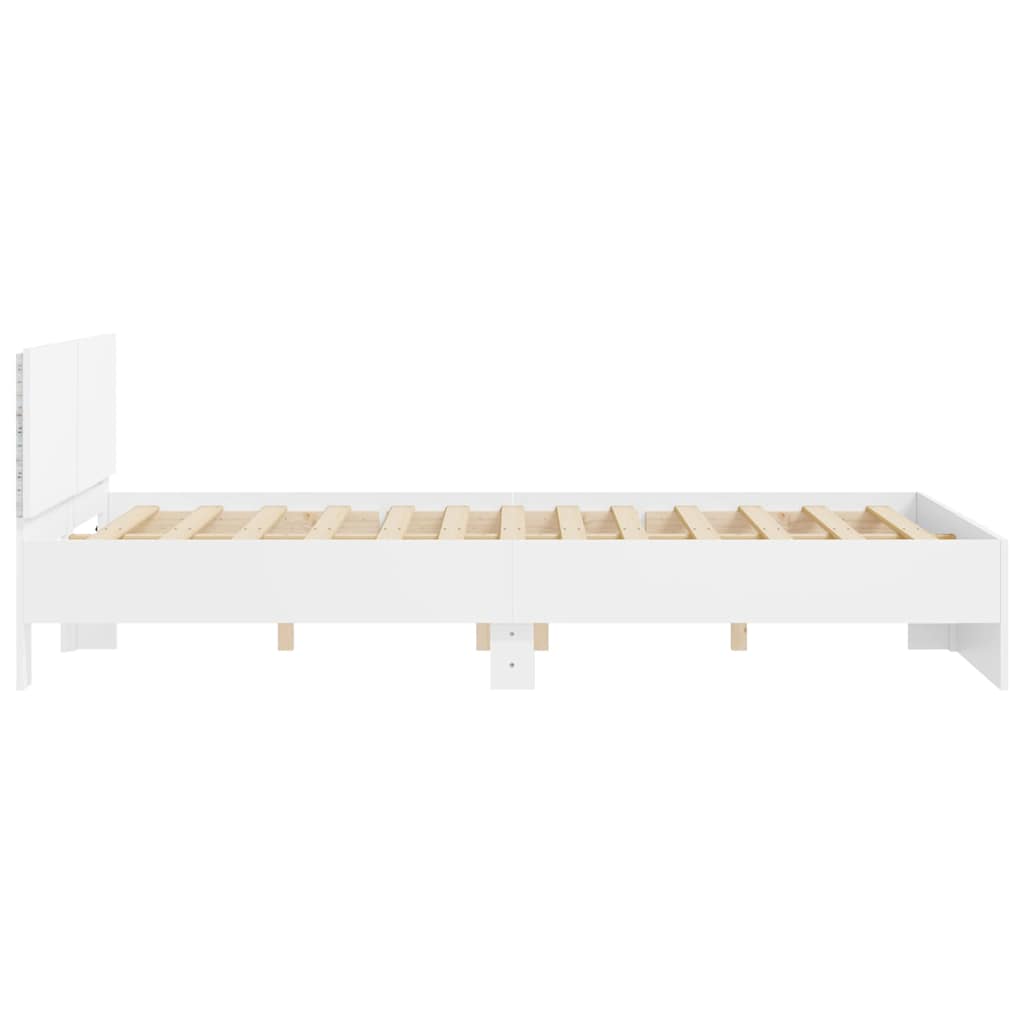 vidaXL Bed Frame with LED without Mattress White 150x200 cm