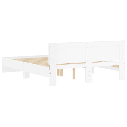 vidaXL Bed Frame with LED without Mattress White 150x200 cm King Size