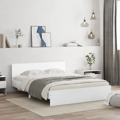 vidaXL Bed Frame | White | Engineered Wood, Plywood | King Size | Modern