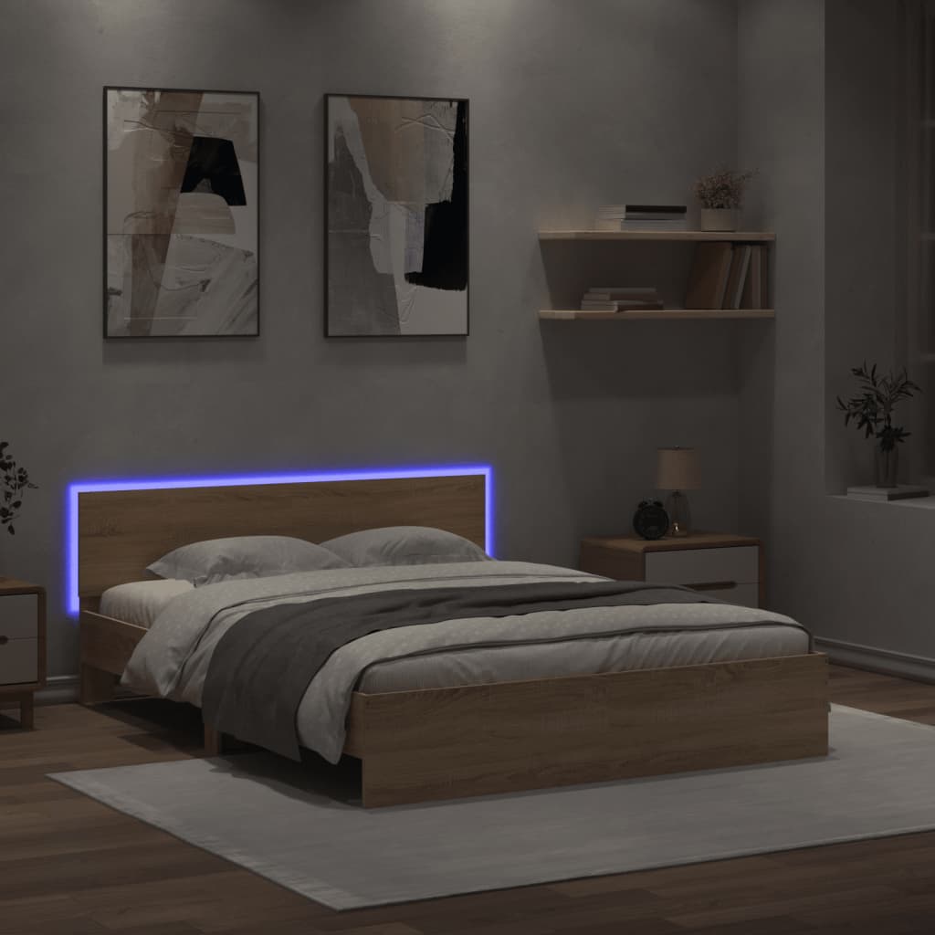 vidaXL Bed Frame | Sonoma oak | Engineered wood | Double | Bed Frame