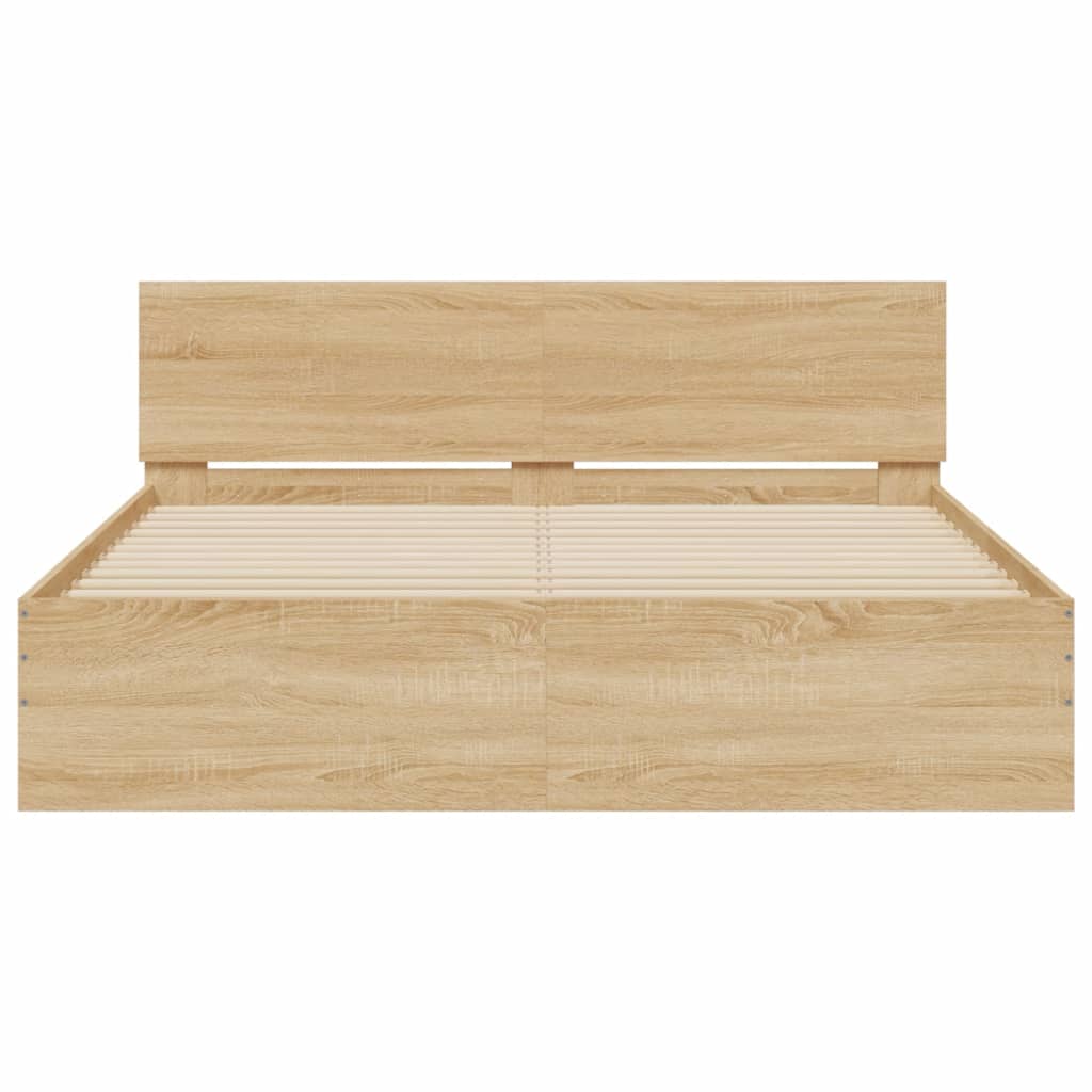 vidaXL Bed Frame with LED without Mattress Sonoma Oak 150x200 cm King Size