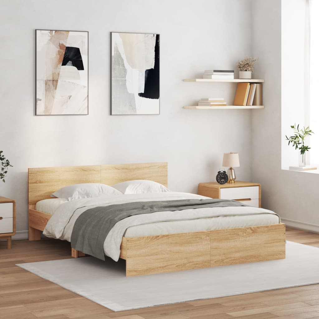 vidaXL Bed Frame | Sonoma oak | Engineered wood | Double | Bed Frame