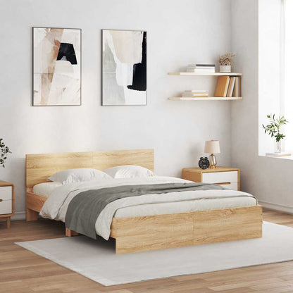 vidaXL Bed Frame with LED without Mattress Sonoma Oak 150x200 cm King Size