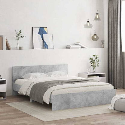 vidaXL Bed Frame | Concrete grey | Engineered wood, Plywood | King Size